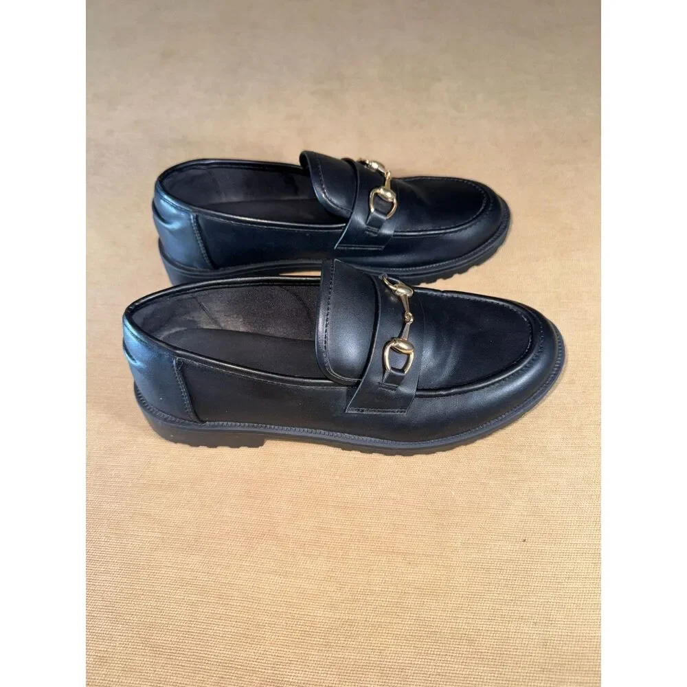Sincerely Jules Black Loafers Faux Leather Sz. 9M